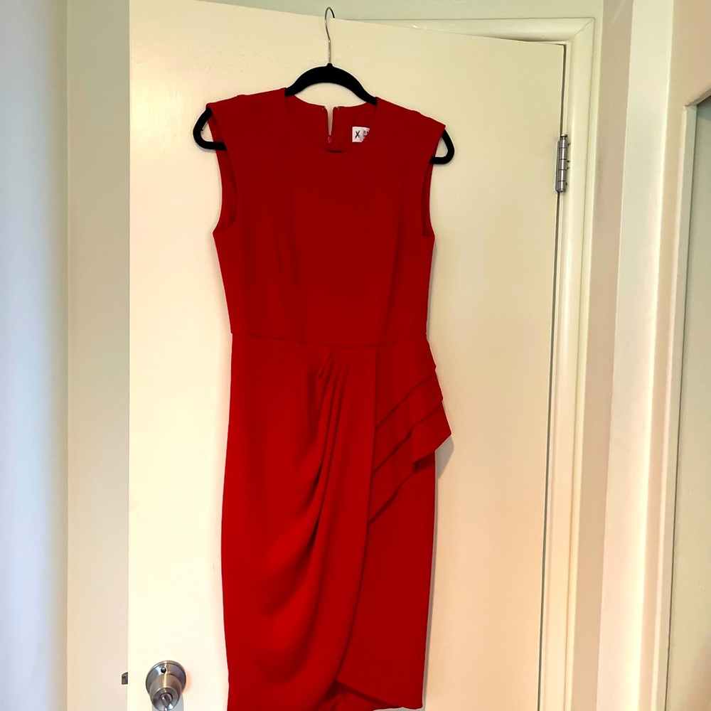 HOTTEST Color for FALL!  Red Draped dress with side detail